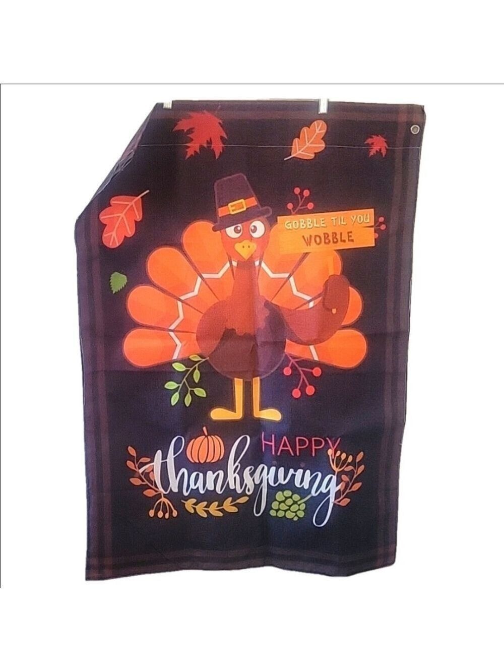 Gobble Wobble happy Thanksgiving decorative flag